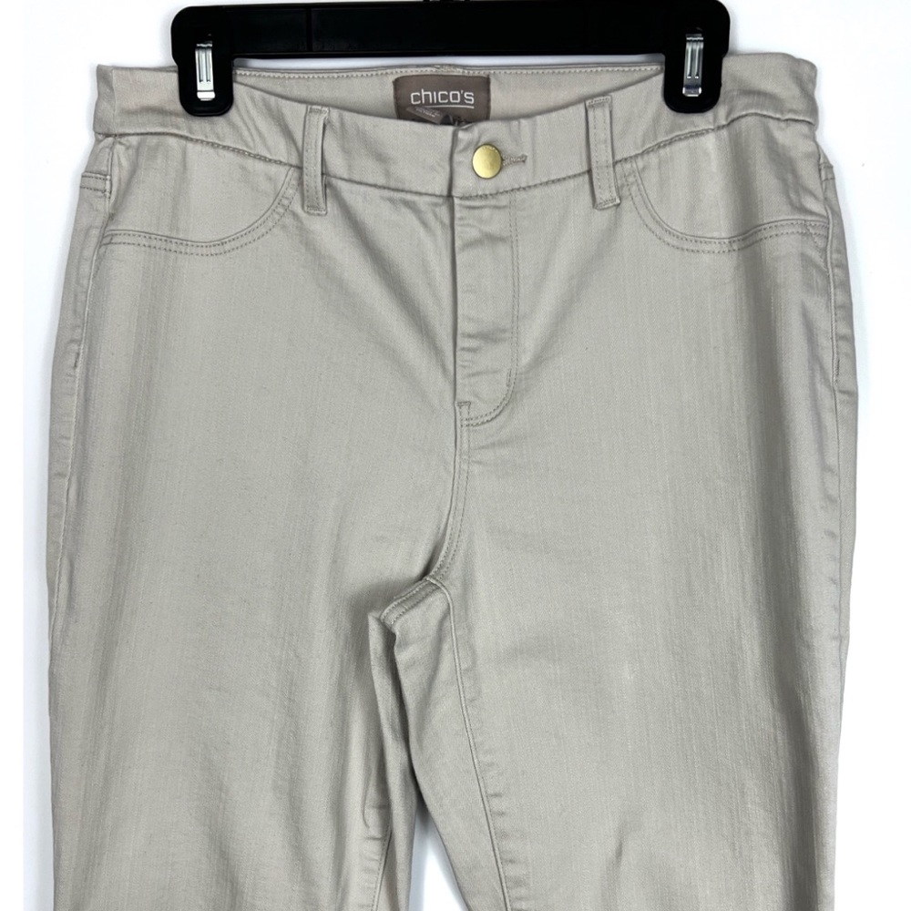 Chico’s Cotton Stretch So Slimming Ankle Pants Women’s  Beige Tan Sz: 1 (M/8) - Picture 3 of 13